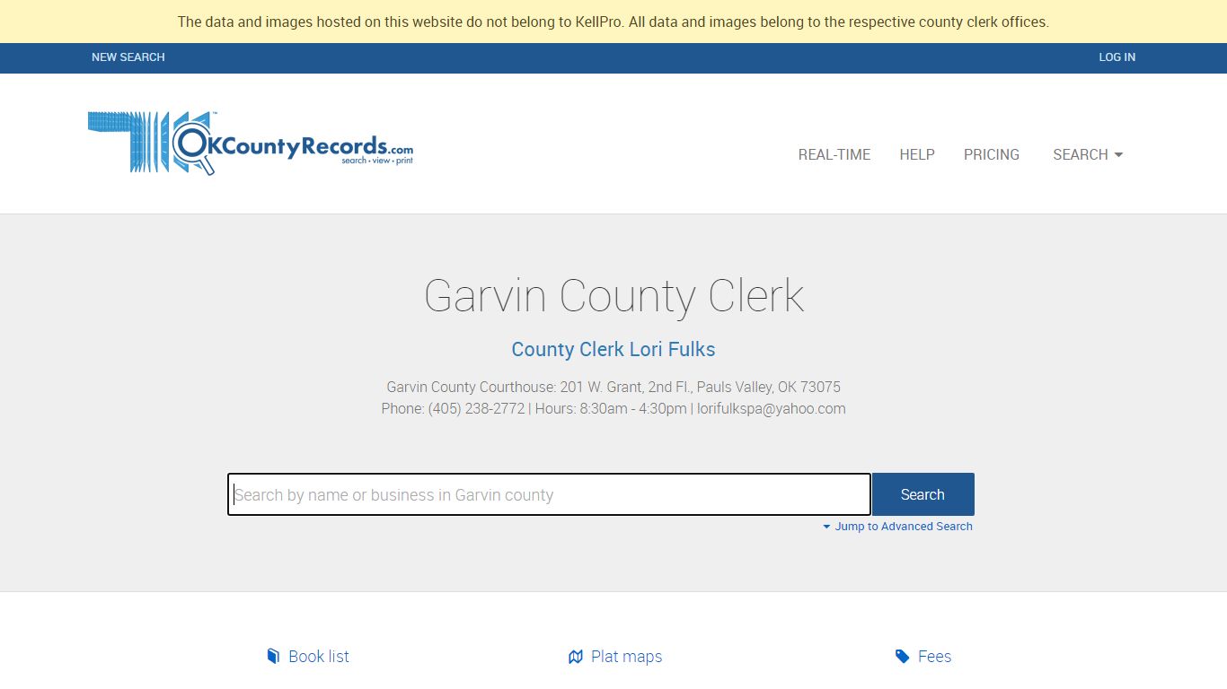 Garvin County - County Clerk Public Land Records for Oklahoma